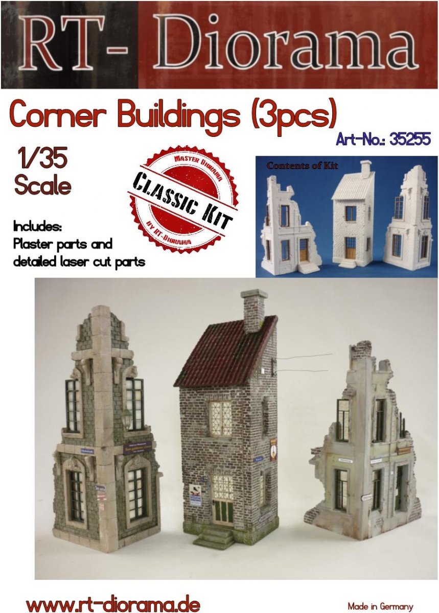 RT-Diorama 35255 Bâtiments d'angle (3 pièces) 1/35