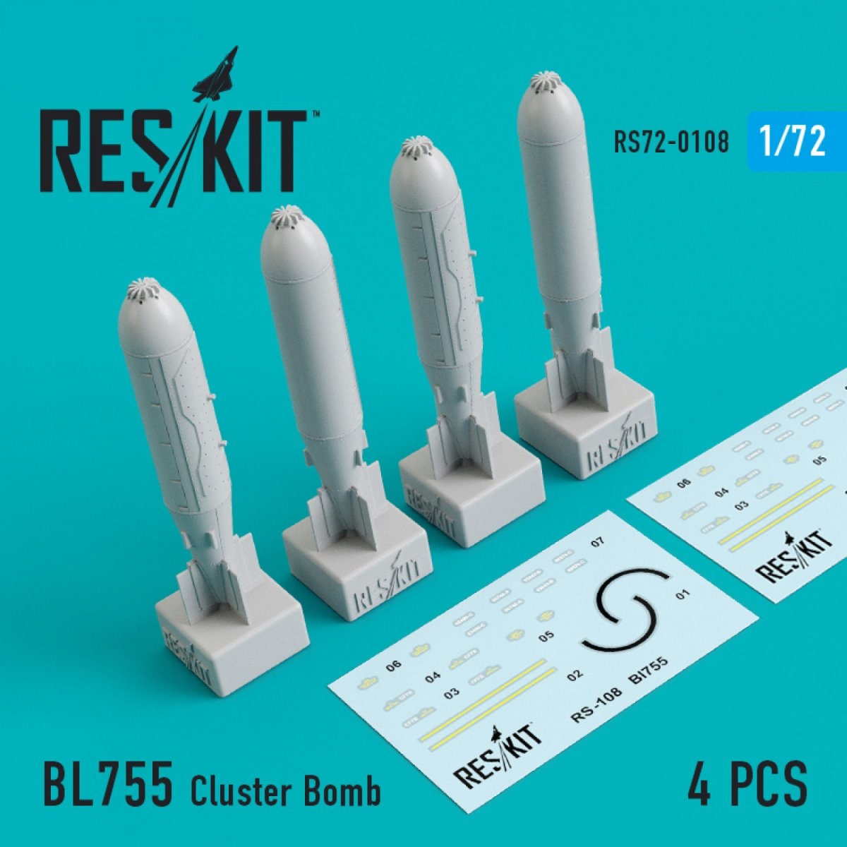 RESKIT RS72-0108 BL755 BOMBES À SECONDES (4 PIÈCES) 1/72