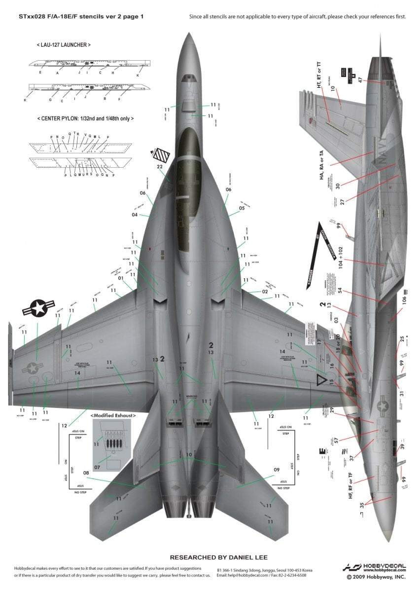 HobbyDecal ST48028V2 Pochoirs F/A-18E/F ver 2 1/48 – image 2