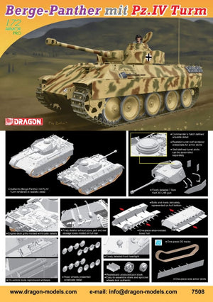 Dragon 7508 Berge-Panther avec Pz.Kpfw.IV Turm (1/72) – imagen 2