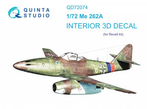 Intérieur imprimé en 3D et coloré du Me-262A (Revell) par Quinta Studio QD72074, échelle 1/72