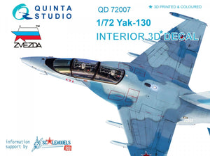 Intérieur imprimé en 3D et coloré sur papier décalcomanie Quinta Studio QD72007 Yak-130 (pour kit Zvezda) 1/72
