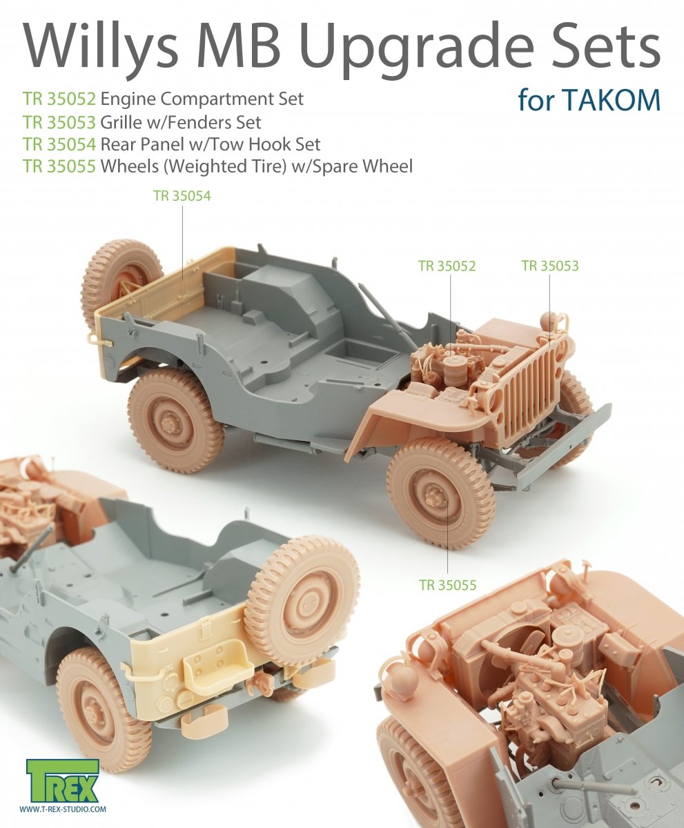 Roues T-Rex Studio TR35055 Willys MB (pneu lesté) avec roue de secours 1/35 – immagine 2