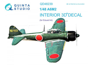 Intérieur imprimé en 3D et coloré sur papier décalcomanie Quinta Studio QD48239 A6M2 Zero (Eduard) 1/48