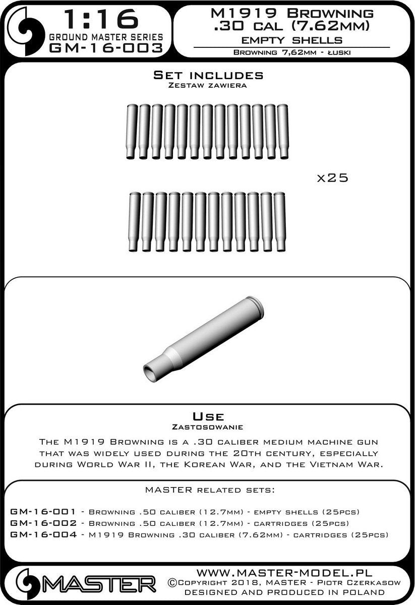 Cartouches Master GM-16-003 M1919 Browning calibre .30 (7,62 mm) - 25 pièces 1/16 – image 4