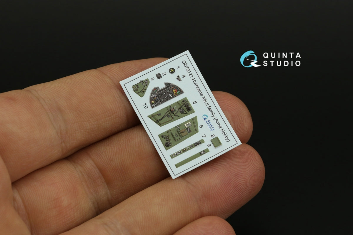 Intérieur coloré imprimé en 3D sur papier décalcomanie pour la famille Hurricane Mk.II (Quinta Studio QD72121) (Arma Hobby) à l&amp;#39;échelle 1/72 – Bild 9