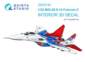Intérieur imprimé en 3D et coloré sur papier décalcomanie (Trumpeter) Quinta Studio QD32142 MiG-29 9-13 Fulcrum C 1/32