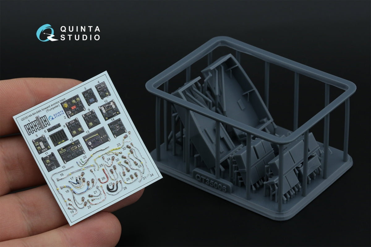 Quinta Studio QD+35144 Baies avioniques avant AH-64A Intérieur imprimé en 3D et coloré sur papier décalcomanie (Trumpeter) (avec pièces en résine imprimées en 3D) 1/35 – image 2