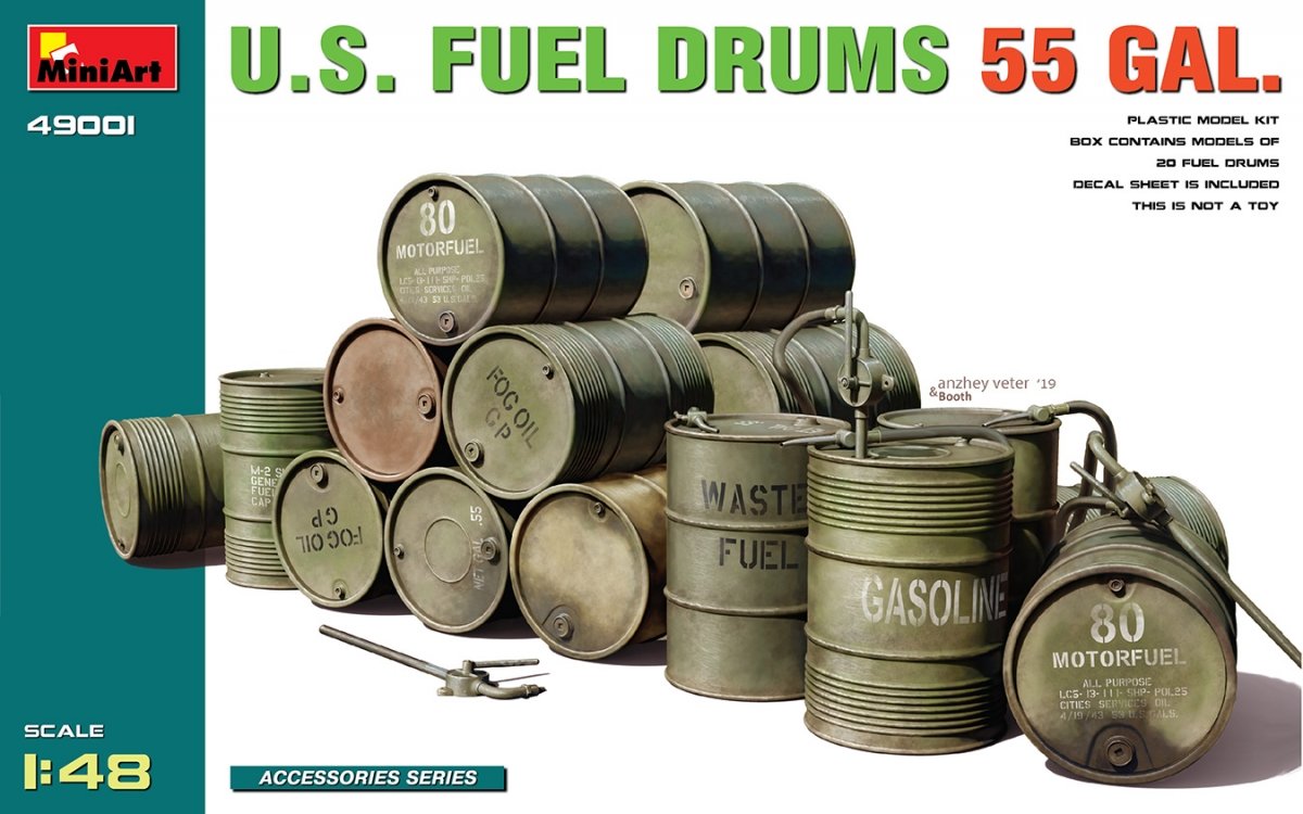 MiniArt 49001 FÛTS DE CARBURANT US 55 GAL. 1/48