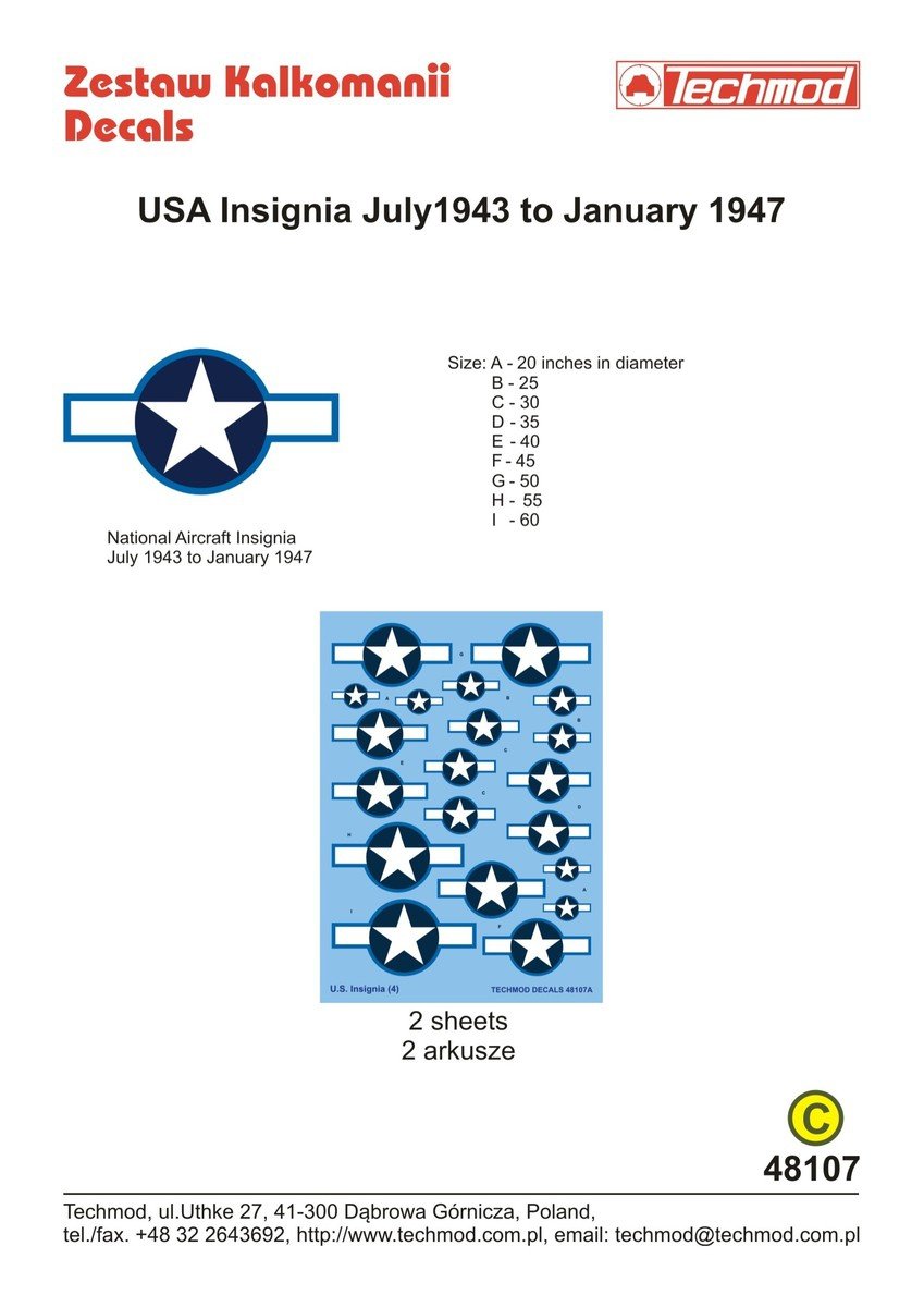 Techmod 48107 Insignes des États-Unis, juillet 1943 à janvier 1947 (1/48) – Bild 2