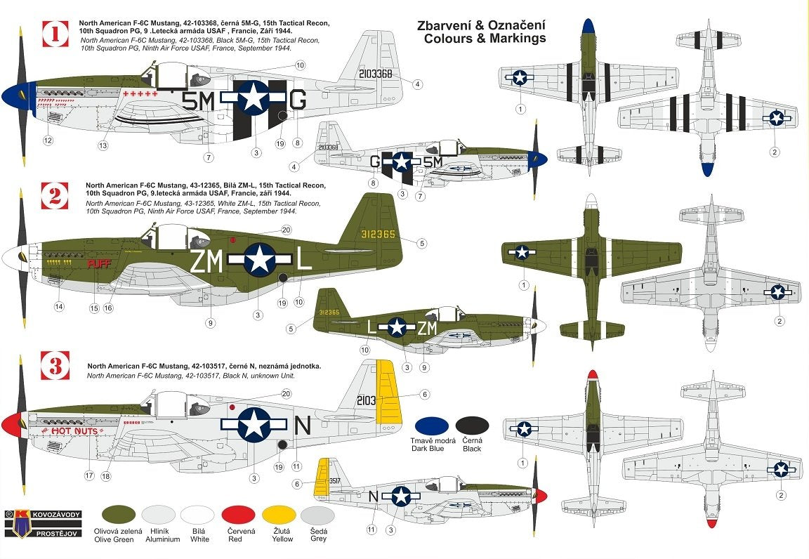 Kovozavody Prostejov KPM0248 F-6C „Photo-recce Mustang“ Malcolm 1/72 – zdjęcie 2