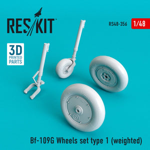 RESKIT RS48-0356 BF-109G JEU DE ROUES TYPE 1 (LESTÉ) 1/48