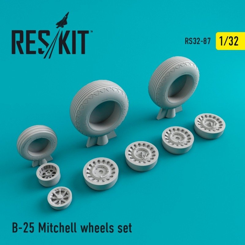 RESKIT RS32-0087 Jeu de roues B-25 Mitchell 1/32