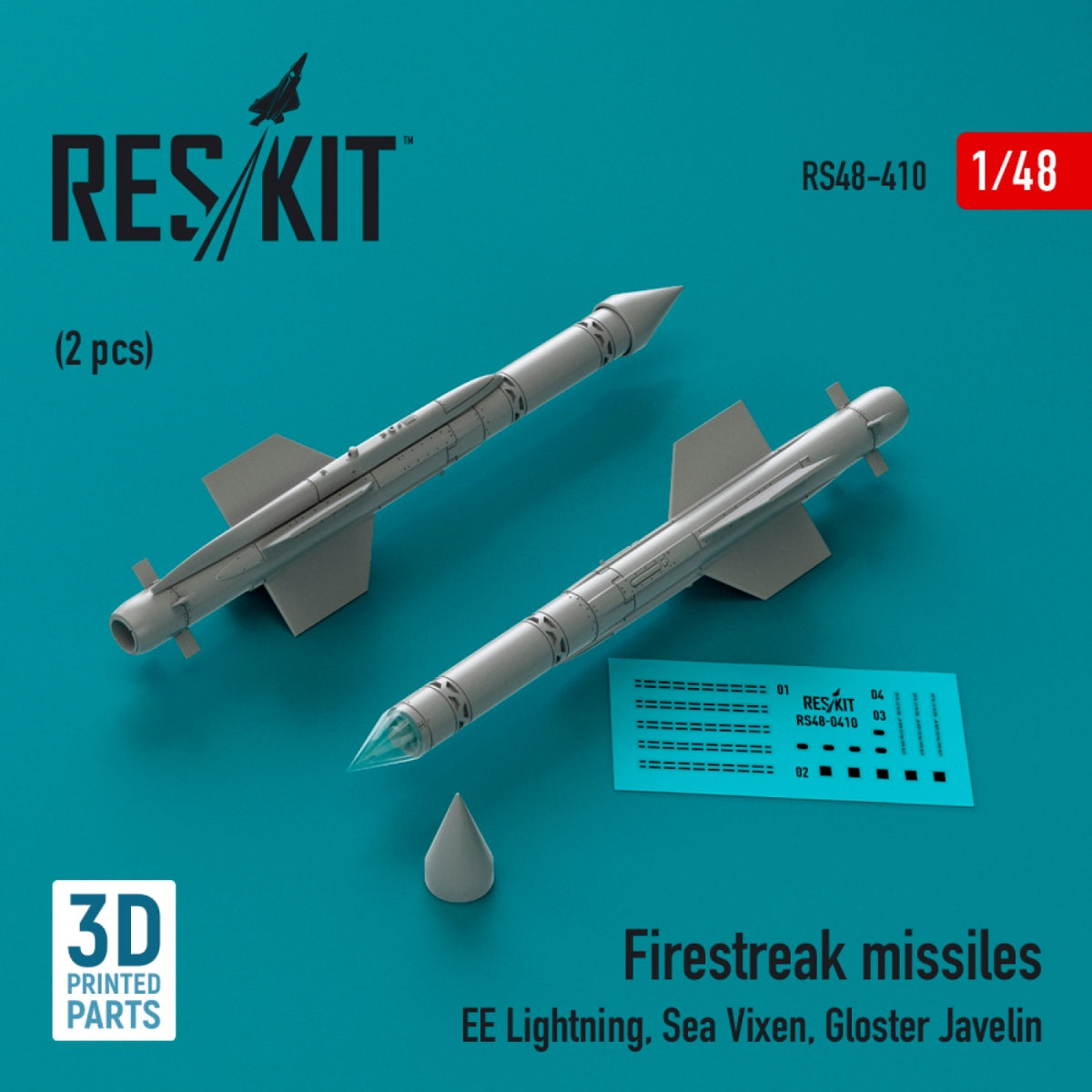 Missiles RESKIT RS48-0410 Firestreak (2 pièces) (Impression 3D) 1/48