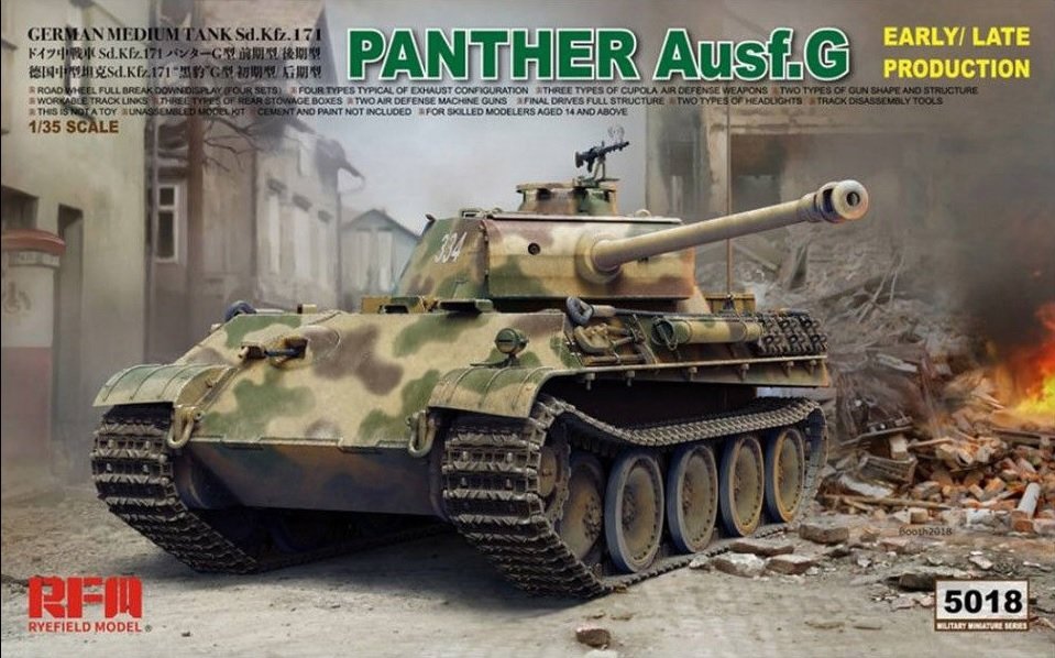 Maquette Rye Field 5018 Panther Ausf.G Production début/fin 1/35