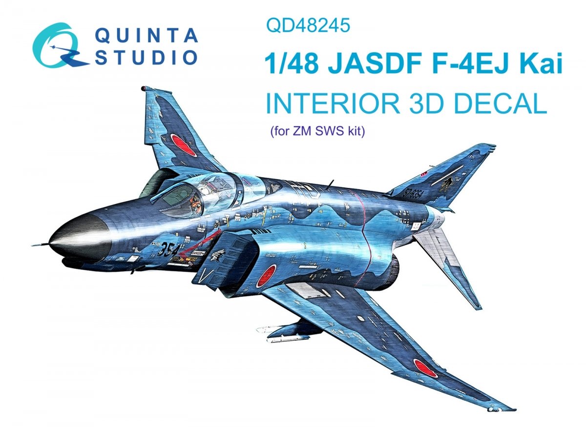 Intérieur imprimé en 3D et coloré sur papier décalcomanie Quinta Studio QD48245 F-4EJ Kai (ZM SWS) 1/48