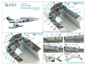 Intérieur imprimé en 3D et coloré sur papier décalcomanie Quinta Studio QD32130 TF-104G (Italeri) 1/32  – image 2
