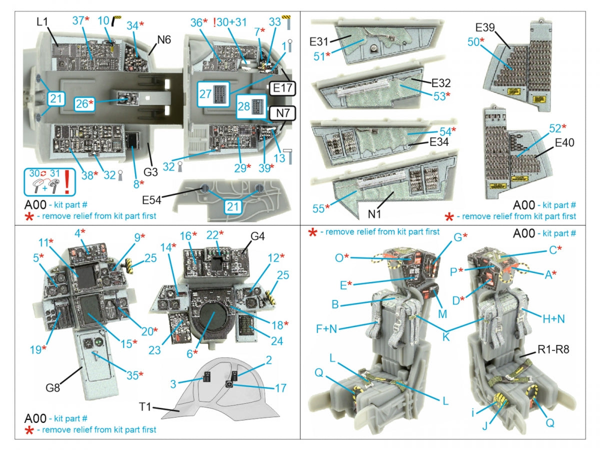 Intérieur imprimé en 3D et coloré sur papier décalcomanie Quinta Studio QD48395 F-14A (Hobby Boss) 1/48 – immagine 2