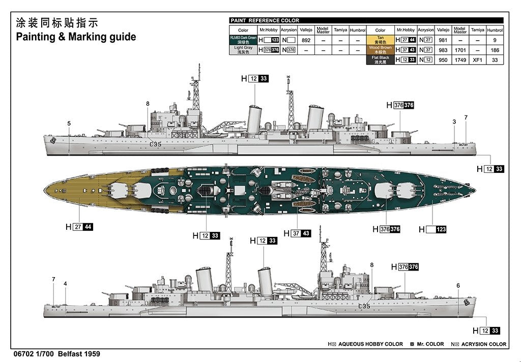 Trumpeter 06702 HMS Belfast 1959 1/700 – Bild 3