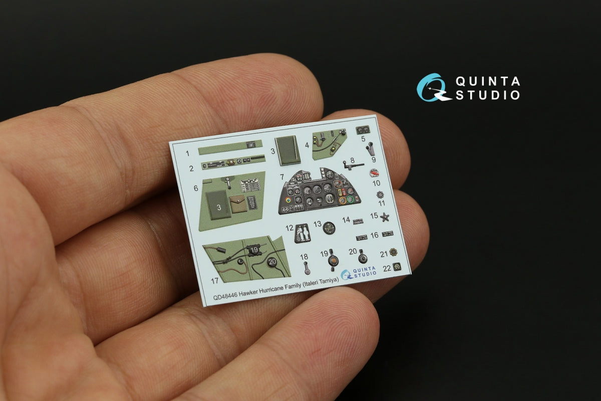 Intérieur coloré imprimé en 3D sur papier décalcomanie Quinta Studio QD48446 pour la famille Hurricane (Italeri/Tamiya) au 1/48 – image 3