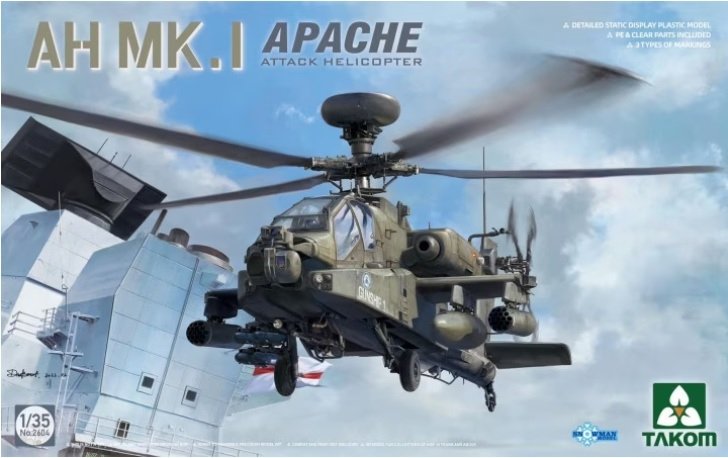 Takom 2604 AH Mk. 1 Hélicoptère d'attaque Apache 1/35
