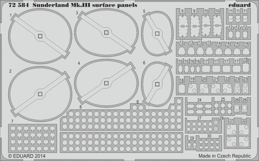 Panneaux de surface Eduard 72584 Sunderland Mk. III 1/72 ITALERI