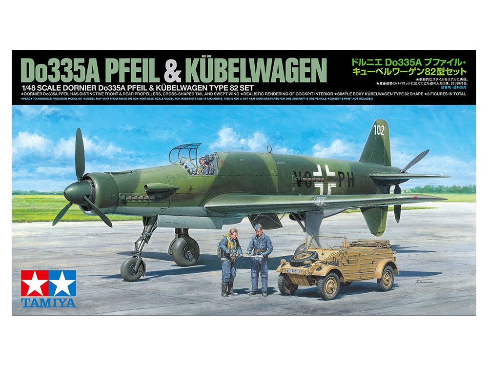 Tamiya 25206 Dornier Do335A Pfeil &amp;amp; Kubelwagen Type 82 Coffret 1/48  – image 2