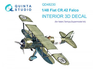 Intérieur imprimé en 3D et coloré sur papier décalcomanie Quinta Studio QD48230 Fiat CR.42 (Italeri) 1/48