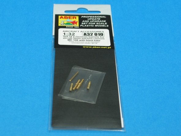 Aber A32010 Ensemble de 2 canons pour mitrailleuses d&amp;#39;avions allemands MK 108 de 30 mm avec tube de souffle (1/32) – imagen 7