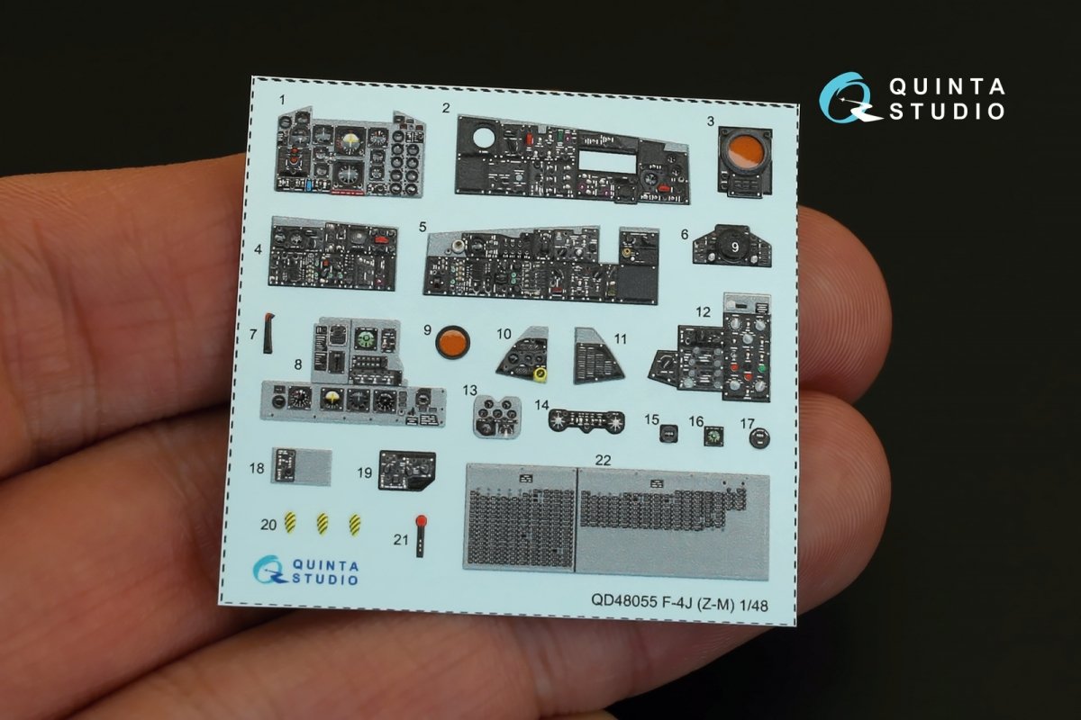 Intérieur imprimé en 3D et coloré sur papier décalcomanie Quinta Studio QD48055 F-4J (pour kit ZM SWS) 1/48 – immagine 4