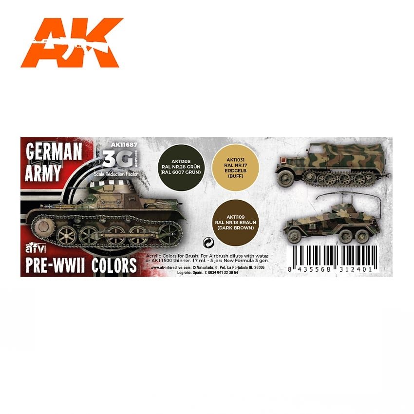 AK Interactive AK11687 3G GERMAN ARMY PRE-WWII COLORS 3x17 ml – zdjęcie 2
