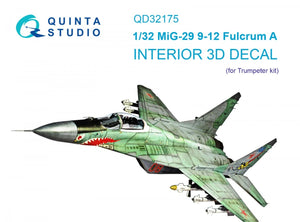 Quinta Studio QD32175 MiG-29 9-12 Fulcrum A Intérieur imprimé en 3D et coloré sur papier décalcomanie (Trumpeter) 1/32