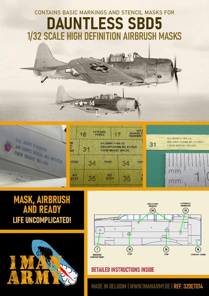 1 Man Army 32DET014 SBD-5 DAUNTLESS (pour Trumpeter) 1/32