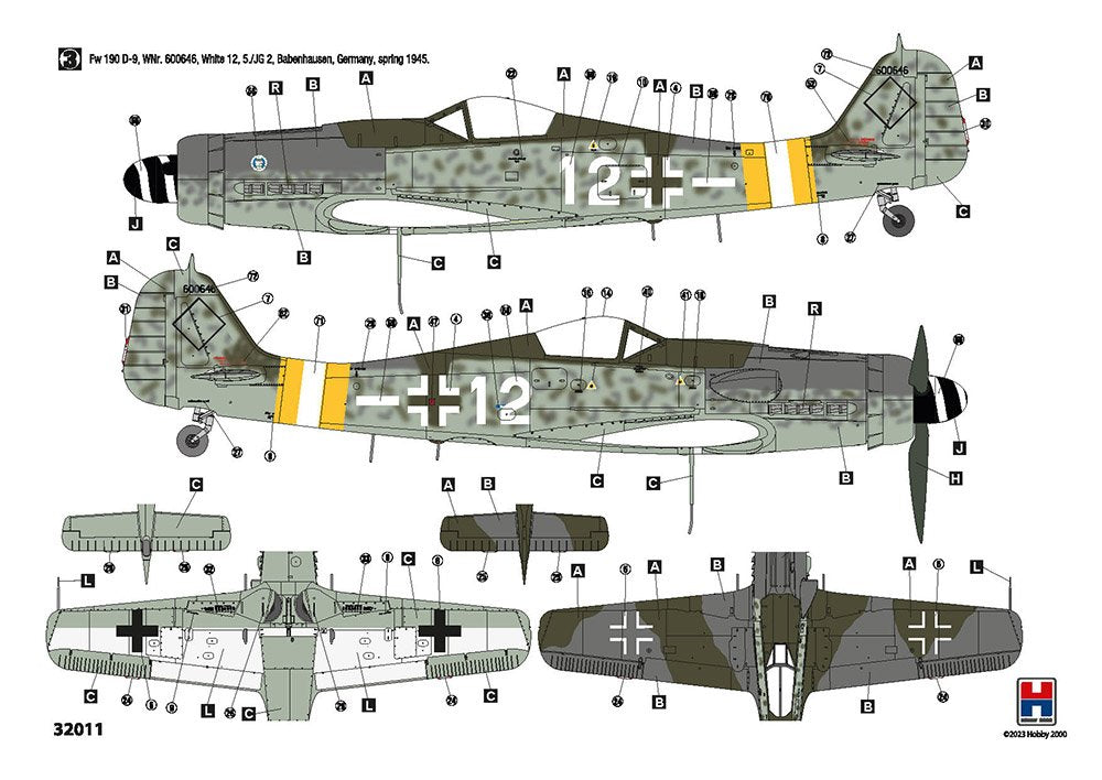 Hobby 2000 32011 Fw 190 D-9 Production moyenne (HASEGAWA + CARTOGRAF + MASQUES) 1/32 – Bild 2