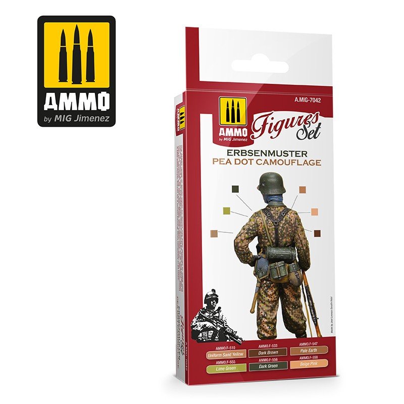 AMMO de Mig Jimenez 7042 Erbsenmuster Pea Dot Camouflage Figurines Set Set 6x17ml – immagine 2