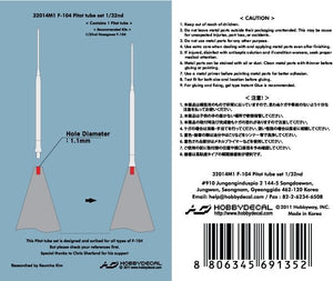 HobbyDecal MT32014V1 Ensemble de tubes Pitot F-104 1/32 – image 3
