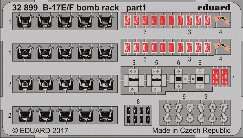 Eduard 32899 Support de bombes pour B-17E/F, échelle 1/32, HK MODELS