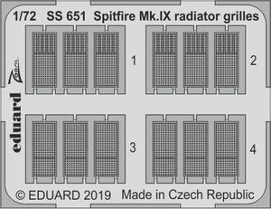 Grilles de radiateur Eduard SS651 Spitfire Mk. IX 1/72 EDUARD