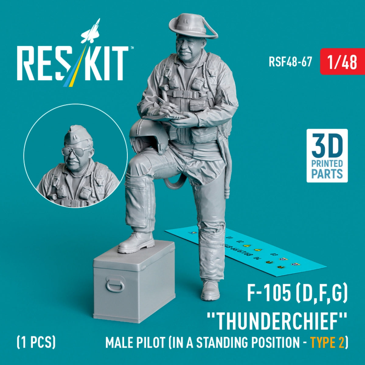 RESKIT RSF48-0067 F-105 (D,F,G) &amp;quot;Thunderchief&amp;quot; male pilot (in a standing position - type 2) (1 pcs) (3D Printed) 1/48