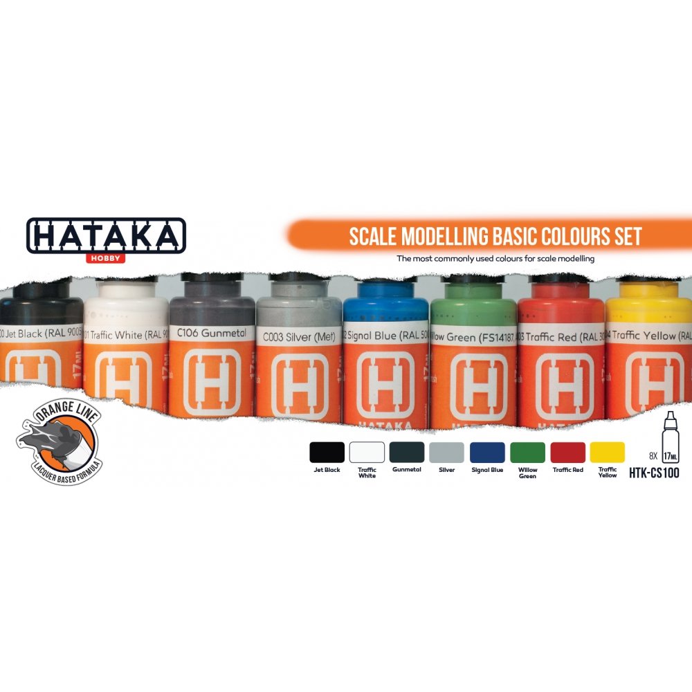 Coffret de couleurs de base pour modélisme Hataka HTK-CS100 (8 x 17 ml) – image 2