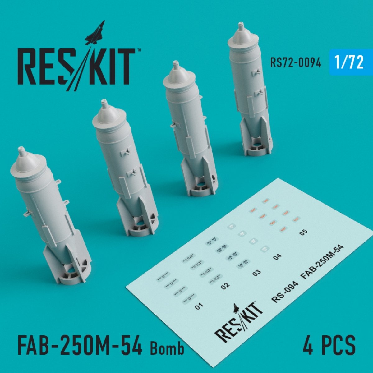 RESKIT RS72-0094 FAB-250M-54 BOMBES (4 PIÈCES) 1/72