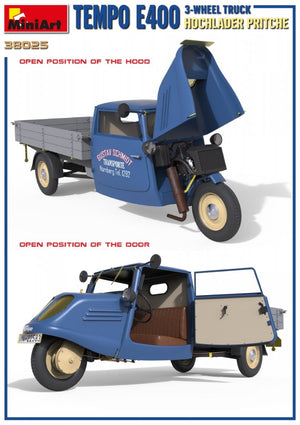 MiniArt 38025 TEMPO E400 HOCHLADER PRITSCHE CAMION 3 ROUES 1/35 – Bild 4