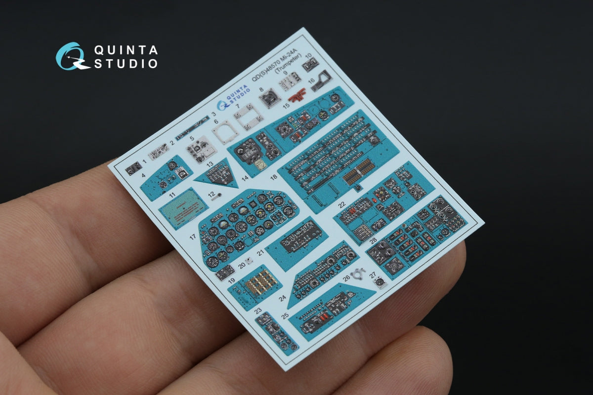 Intérieur imprimé en 3D et coloré sur papier décalcomanie Quinta Studio QD48570 Mi-24A (Trumpeter) 1/48 – Bild 3