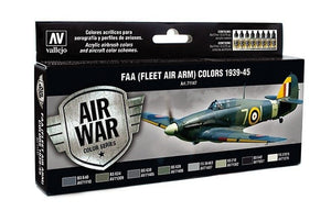 Coffret de 8 peintures Vallejo 71147 Model Air - Couleurs de la FAA (Fleet Air Arm) 1939-1945