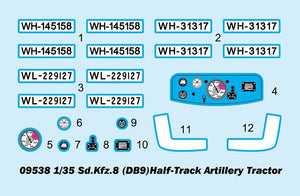 Trumpeter 09538 Sd.Kfz.8 (DB9) Tracteur d&amp;#39;artillerie demi-chenille 1/35 – image 3