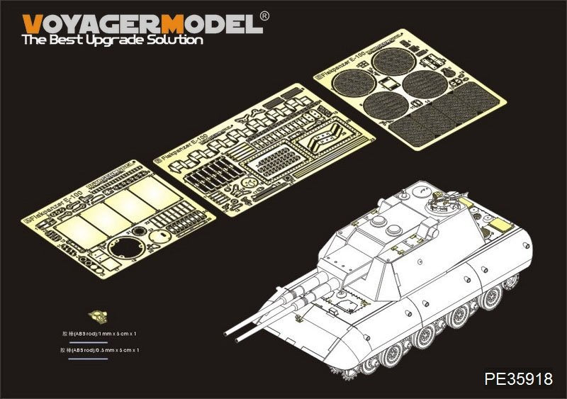 Maquette Voyager PE35918 Char super-lourd allemand E-100 de la Seconde Guerre mondiale pour AMUSING HOBBY, échelle 1/35
