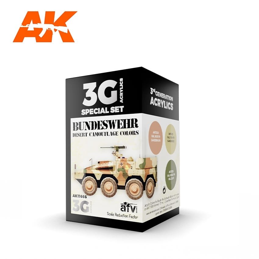 AK Interactive AK11666 3G Couleurs de camouflage désert Bundeswehr 3 x 17 ml