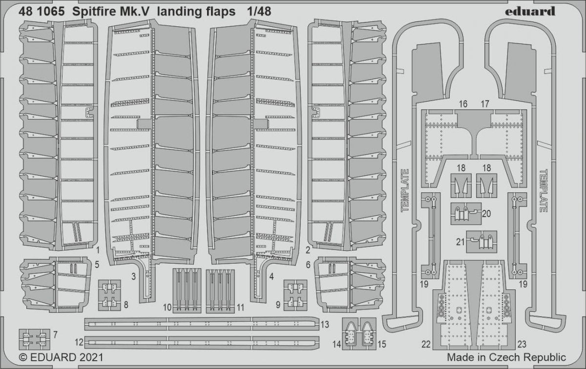 Volets d'atterrissage Eduard 481065 pour Spitfire Mk.V, échelle 1/48