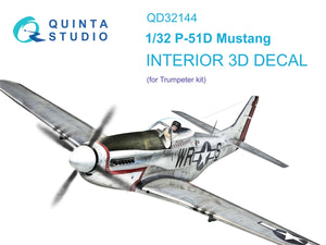 Intérieur imprimé en 3D et coloré sur papier décalcomanie Quinta Studio QD32144 P-51D Mustang (Trumpeter) 1/32