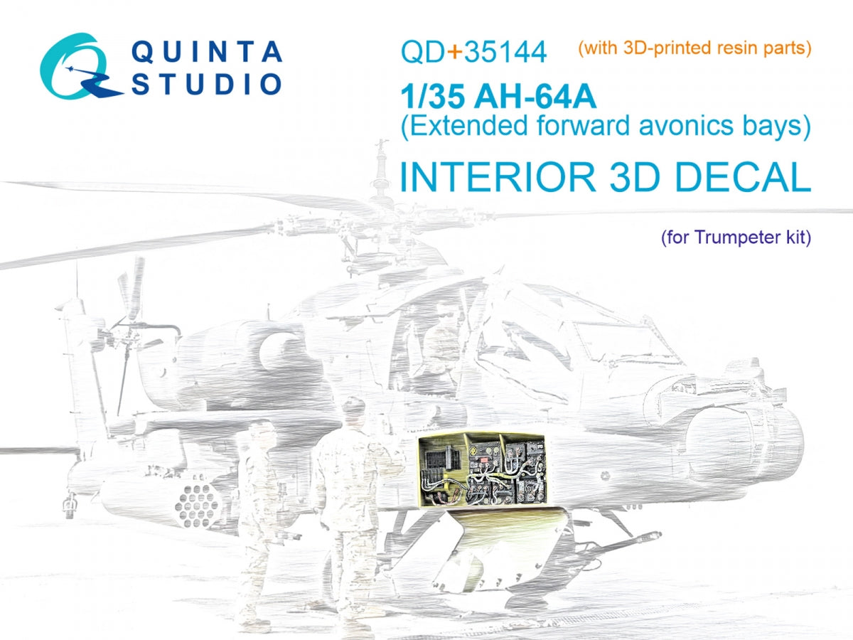 Quinta Studio QD+35144 Baies avioniques avant AH-64A Intérieur imprimé en 3D et coloré sur papier décalcomanie (Trumpeter) (avec pièces en résine imprimées en 3D) 1/35